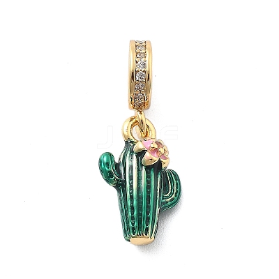 Rack Plating Brass Micro Pave Clear Cubic Zirconia European Dangle Charms KK-Q017-16G-1