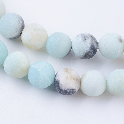 Frosted Natural Flower Amazonite Round Bead Strands X-G-E334-8mm-09-1