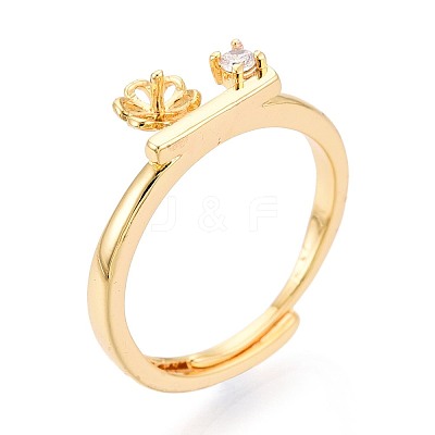 Flower Brass Micro Pave Cubic Zirconia Cup Peg Ring Settings KK-N274-31G-1