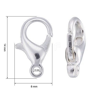 Silver Color Plated Alloy Lobster Claw Clasps X-E105-S-1