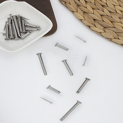 15 Sets 3 Styles 304 Stainless Steel Connecting Rod Plug Bolt Pin STAS-LP0005-62A-1