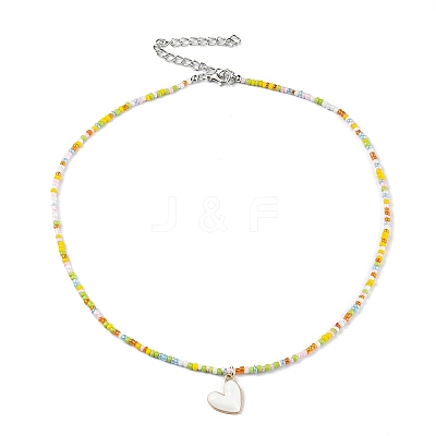 Alloy Enamel Heart Charm Necklace NJEW-PH01493-05-1
