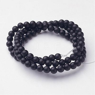 Natural Black Agate Beads Strands G-D543-4mm-1