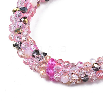 Glass Beaded Crochet Stretch Bracelet BJEW-T016-09G-1