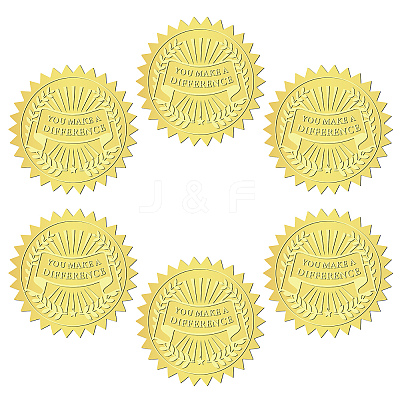 12 Sheets Self Adhesive Gold Foil Embossed Stickers DIY-WH0451-017-1
