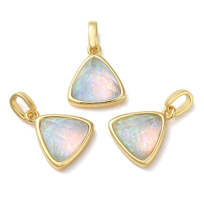 Rack Plating Brass with Synthetic Opal Pendants KK-S370-10G-03-1