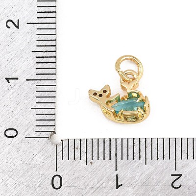 Brass Micro Pave Sky Blue Cubic Zirconia Charms KK-E798-11G-1