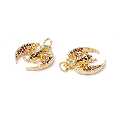 Rack Plating Brass Micro Pave Colorful Cubic Zirconia Pendants ZIRC-C040-48A-G-1
