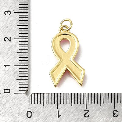 October Breast Cancer Pink Awareness Ribbon Brass Enamel Pendants KK-S517-04F-G-1