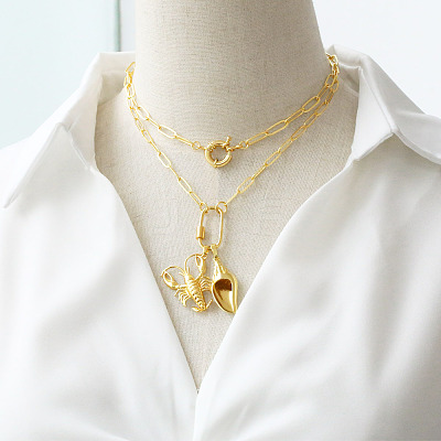 Summer Beach Brass Pendant Necklaces WGEACD0-02-1