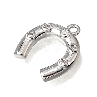 Brass Micro Pave Clear Cubic Zirconia Charms KK-K427-18P-02-1