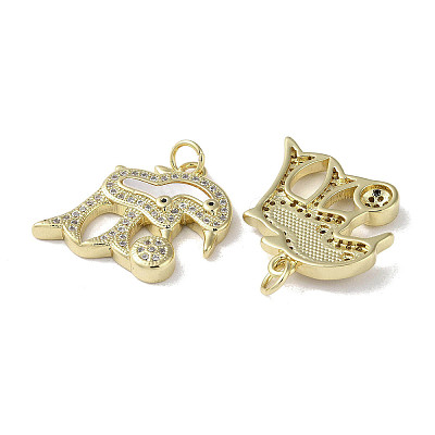 Brass Micro Pave Cubic Zirconia Pendants KK-G485-27D-G-1