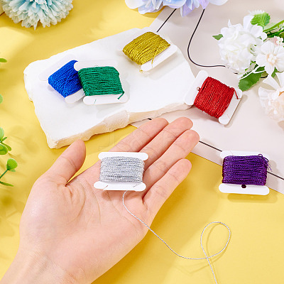 6Pcs 6 Colors 12-Ply Polyester Metallic Embroidery Threads DIY-TAC0020-74-1