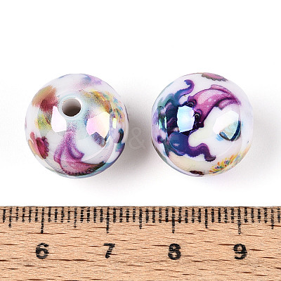 Ocean Theme Printed Opaque Acrylic Beads MACR-T048-07B-1