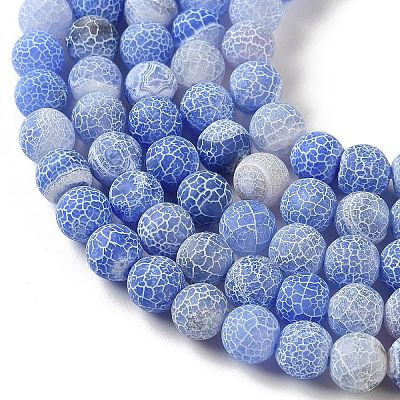 Frosted Natural Weathered Agate Beads Strands G-F367-8mm-01-1