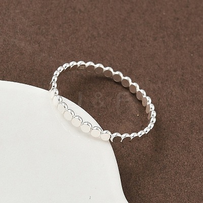 925 Sterling Silver Flat Beaded Finger Rings for Women RJEW-NH0002-01A-S-1