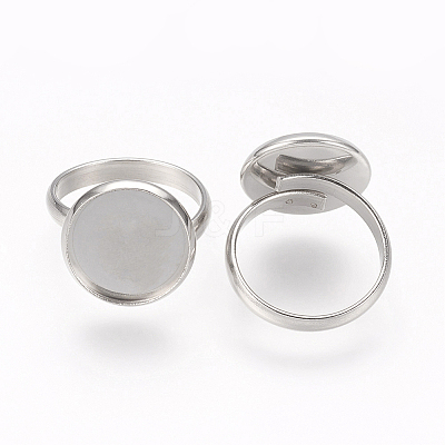 Tarnish Resistant Adjustable 304 Stainless Steel Finger Rings Components STAS-E144-026-14mm-1