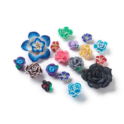 Handmade Flower Polymer Clay Cabochons CLAY-MSMC003-01-1