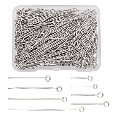 395Pcs 8 Style 304 Stainless Steel Eye Pins STAS-FS0001-21-1