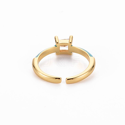 Brass Enamel Cuff Rings RJEW-T016-32I-NF-1