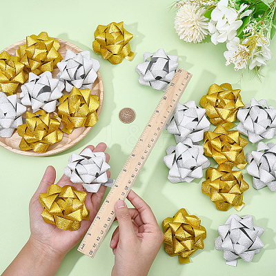 20Pcs 2 Colors Plastic Glitter Powder Flower Ball for Party Wedding Home Outdoor Decoration AJEW-FG0005-69-1