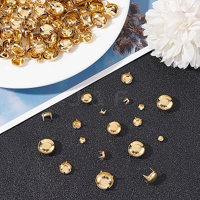200Pcs 5 Style Brass Four-Claw Rivets KK-GF0001-07G-1