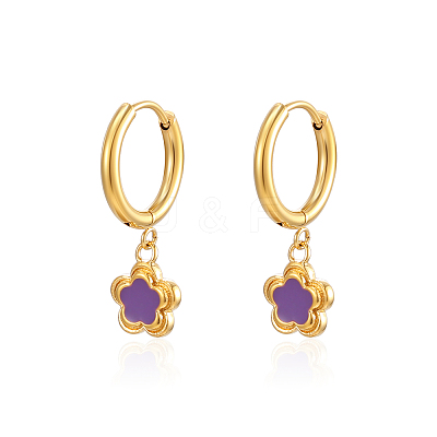 304 Stainless Steel Flower Dangle Earrings for Women BI5693-1-1