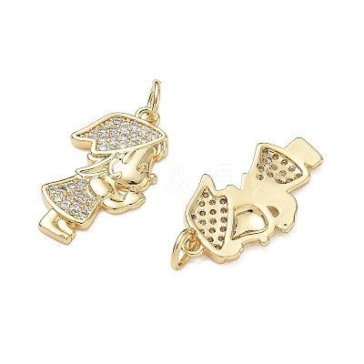 Brass Micro Pave Clear Cubic Zirconia Pendants CU-CBA9AFC-01G-25-1