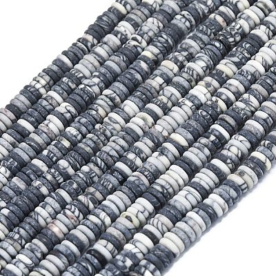 Frosted Natural Black Netstone Beads Strands G-K389-C24-01-1