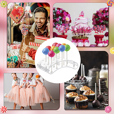 20-Hole Arc-Shaped Transparent Acrylic Lollipop Display Holder ODIS-WH0043-03A-1