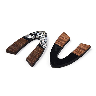 Opaque Resin & Walnut Wood Pendants RESI-N039-66C-1
