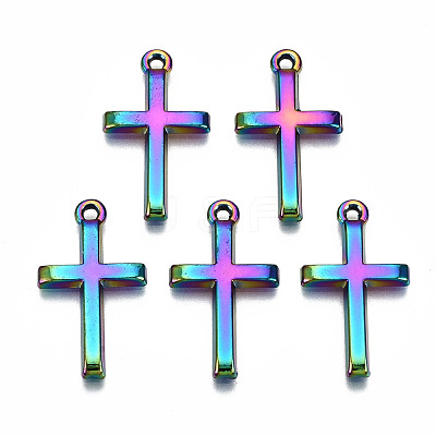 Rainbow Color Alloy Tiny Cross Charms PALLOY-S180-035-RS-1