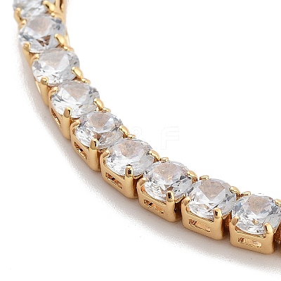 Brass Pave Clear Cubic Zirconia Flat Round Link Bracelets BJEW-YWC0002-04G-1