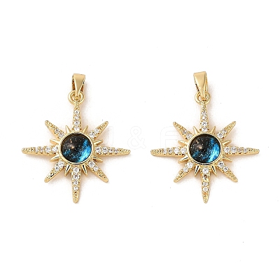 Rack Plating Brass Micro Pave Cubic Zirconia Pendants KK-C037-05G-1