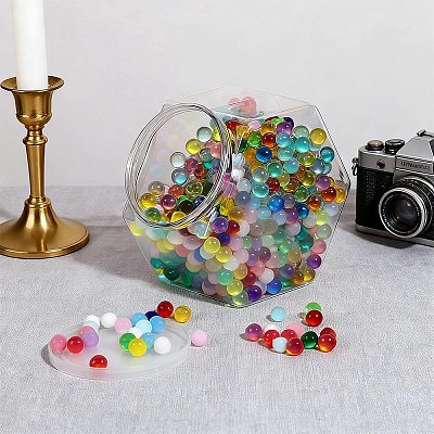 Hexagon Plastic Screw Top Bead Jars with White Lid CON-WH20029-001B-1