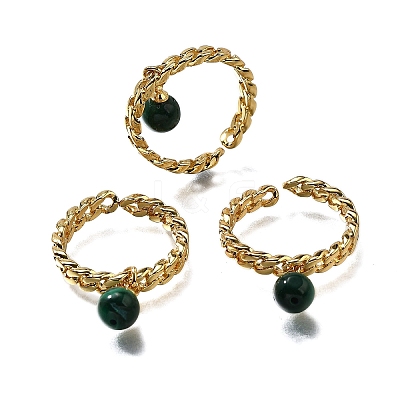 Brass Curb Chain Cuff Rings for Women RJEW-Z085-03G-02-1