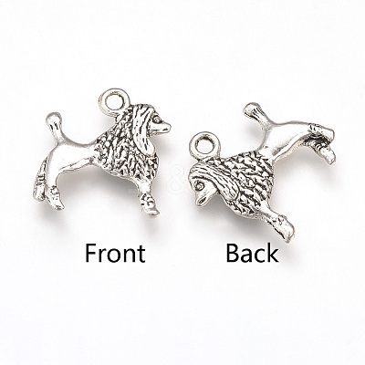 Tibetan Style Alloy Puppy Pendants TIBEP-T002-14AS-RS-1