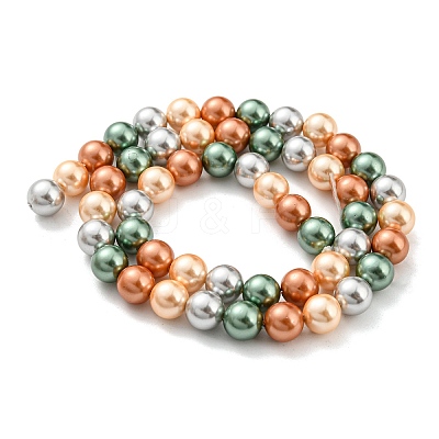 Electroplated Shell Pearl Beads Strands X-SHEL-F008-03B-02-1