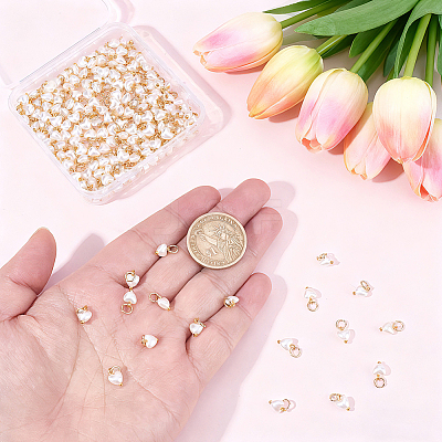 200Pcs Heart ABS Imitation Pearl Pendants PALLOY-BM00021-1
