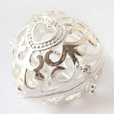 Rack Plating Brass Cage Pendants KK-S751-070S-1
