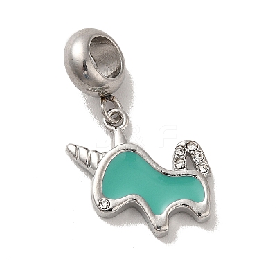 304 Stainless Steel Enamel European Dangle Charms STAS-G308-35P-02-1