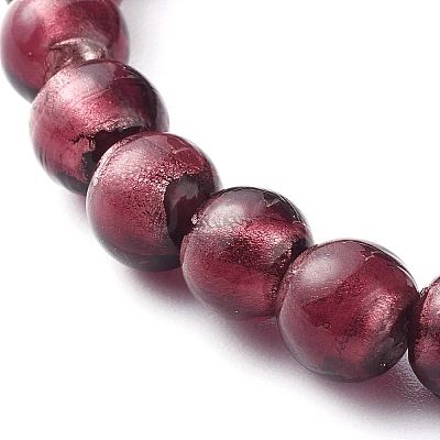 Handmade Silver Foil Glass Beaded Stretch Bracelets BJEW-JB06464-02-1