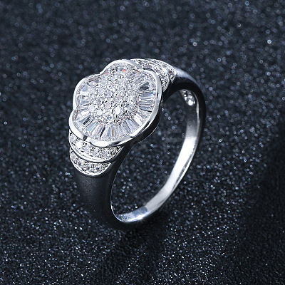 Brass Micro Cubic Zirconia Finger Rings FS-WG10423-01-1