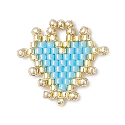 Handmade MIYUKI Glass Seed Beaded Heart Pendants PALLOY-MZ01067-02-1