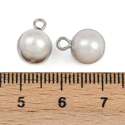 Natural Pearl Round Charms KK-D423-08P-1