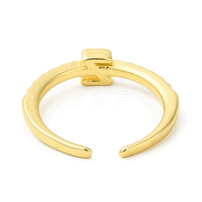 Clear Cubic Zirconia Initial Letter Open Cuff Ring RJEW-H120-09G-Z-1