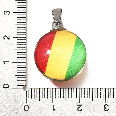 Flat Round 201 Stainless Steel Acrylic Pendants STAS-U036-01P-03-1