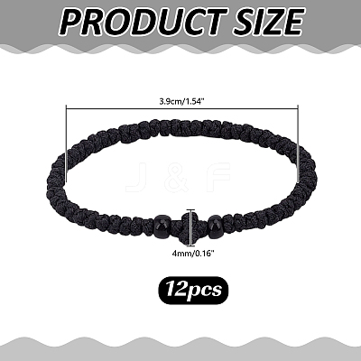 12Pcs Adjustable Polyester Braided Bead Bracelets for Men Women BJEW-HY0002-70B-1