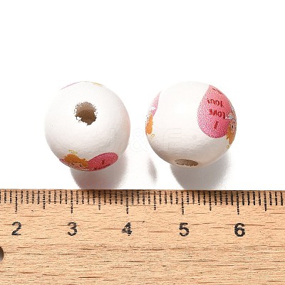 Valentine's Day Element Printed Wood Beads WOOD-R002-01-12-1