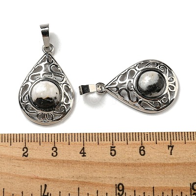 Natural Zebra Jasper Pendants G-Q158-05P-02-1